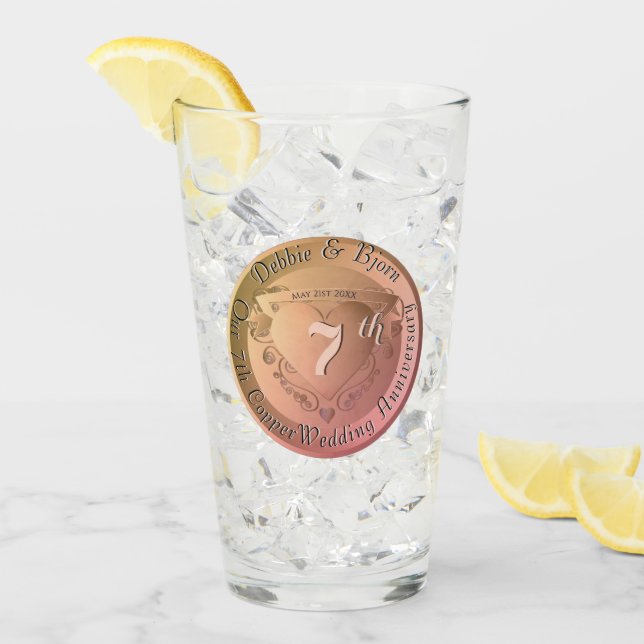 Copo De Pint Cobre 7/22 Aniversário de Casamento (Gelo frontal)