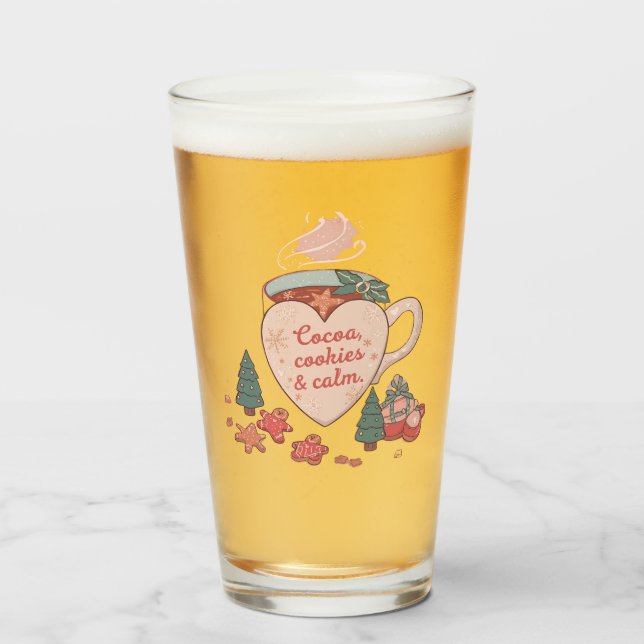 Copo De Pint Cocoa, Cookies & Calm – Pastel Christmas CoT-Shirt (Frente (Preenchido))