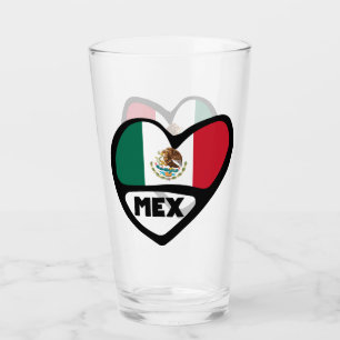 Copo De Pint Código do País México Bandeira Coração, MEX