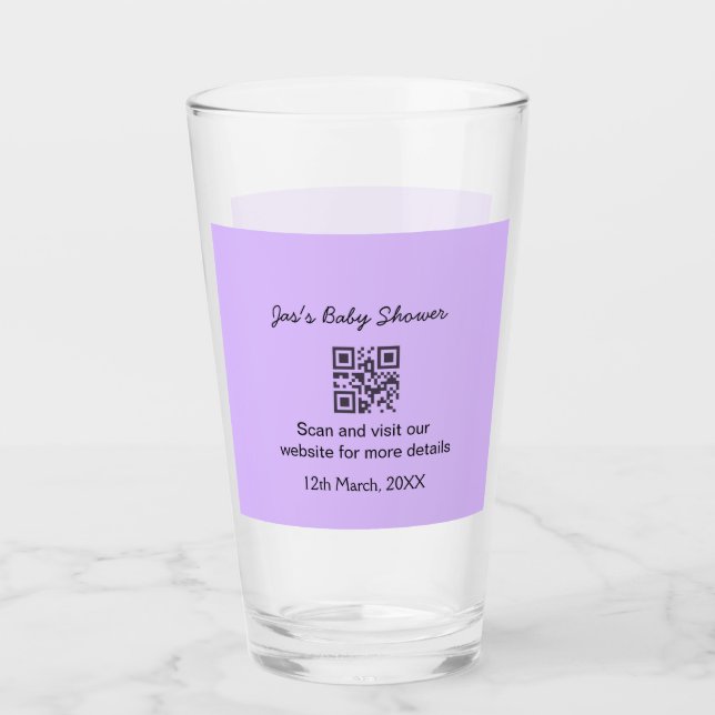 Copo De Pint Código QR simples roxo para chá de bebê adicionar  (Frente)