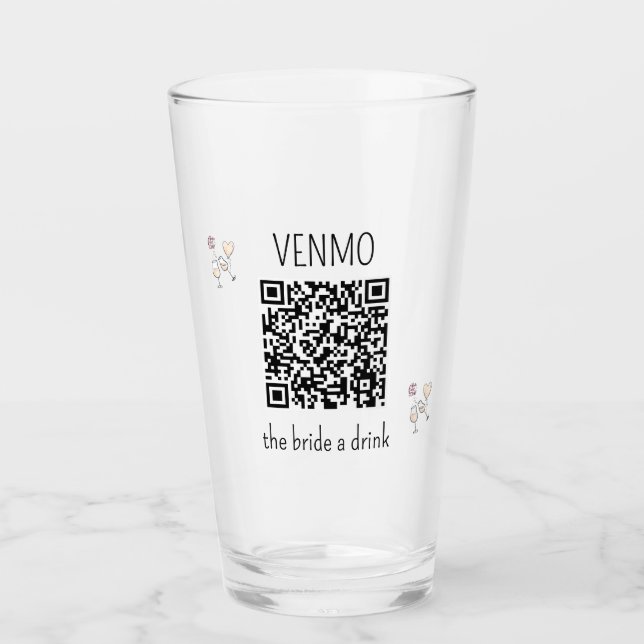 Copo De Pint Código QR VENMO para a Noiva Beber Festa de Desped (Frente)