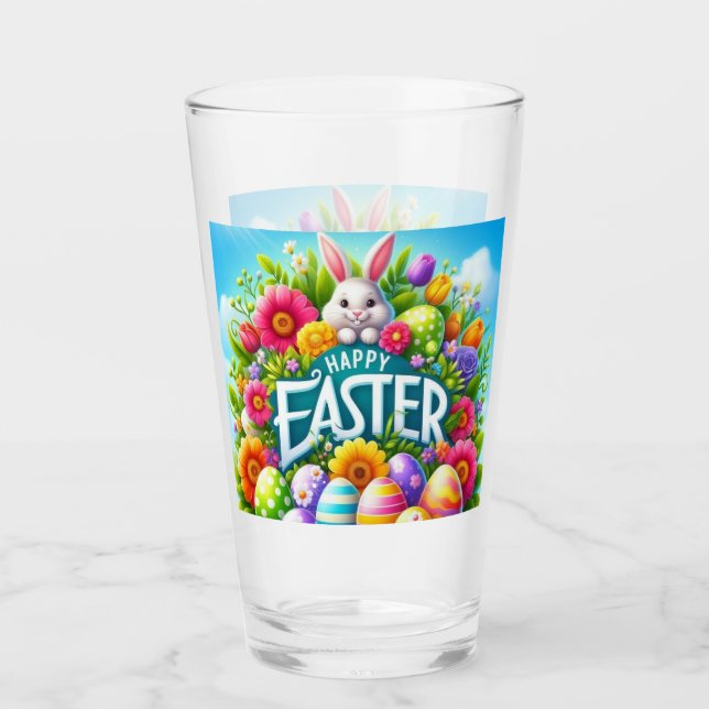 Copo De Pint Coelhinho bonito de primavera/Páscoa com ovo (Frente)