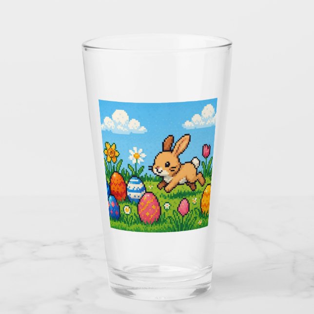 Copo De Pint coelhinho da Páscoa fofo de 8 bits (Frente)