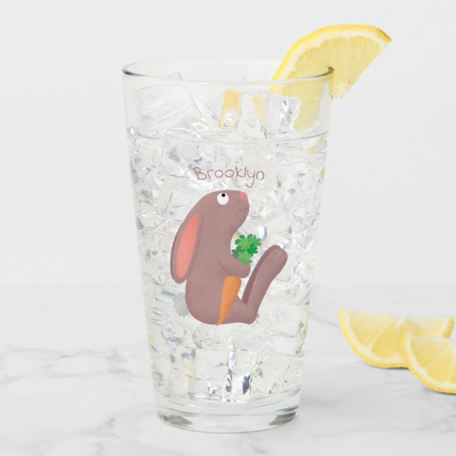 Copo De Pint Coelho bonito sentado com desenho de cenoura (Gelo traseiro)