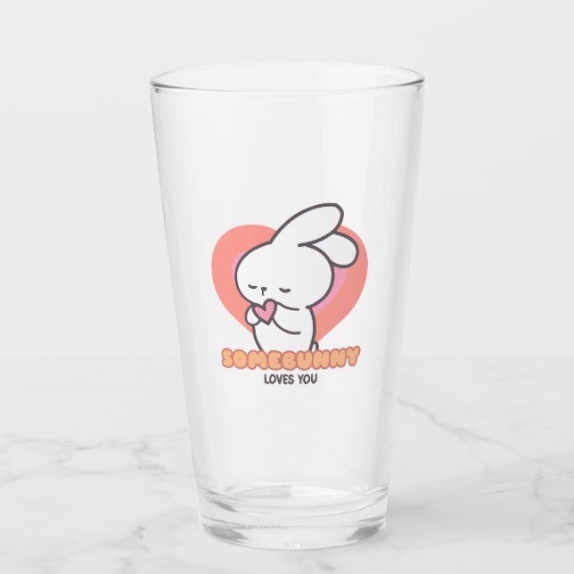 Copo De Pint Coelho Bonito: Um Coelho Te Ama (Frente)