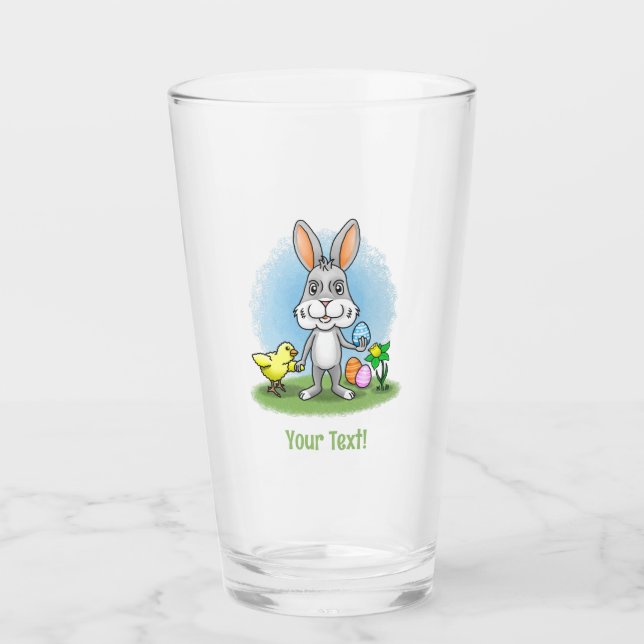 Copo De Pint Coelho de Páscoa e a Galinha (Frente)