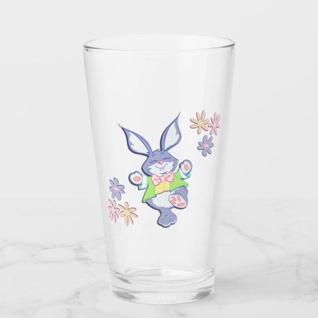 Copo De Pint Coelho de Páscoa Roxo Dançando (Frente)