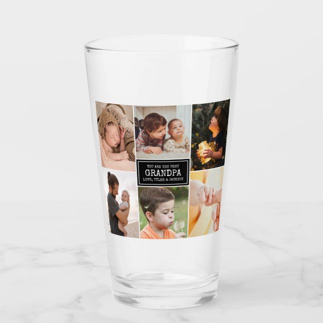 Copo De Pint Colagem de Fotografias do Avô Black 3 Dia dos Avós (Frente)