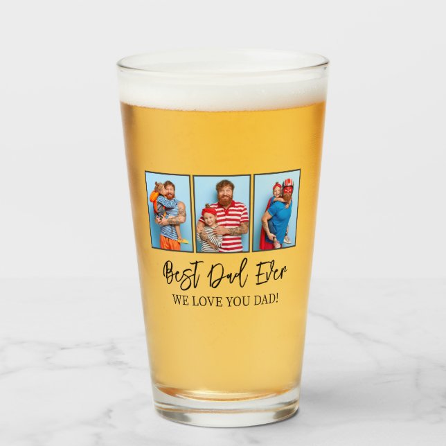 Copo De Pint Colagem de Fotos da Família do Melhor Pai de sempr (Frente (Preenchido))