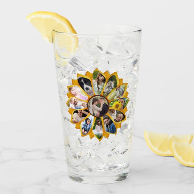 Copo De Pint Colagem de Fotos da Família Girassol 13 Fotos Fáci (Gelo frontal)