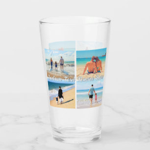 Copo De Pint Colagem de Fotos em Vidro com Texto Personalizado