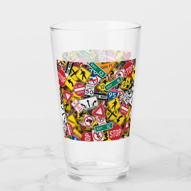 Copo De Pint Colagem de Sinal de Estrada Diversão de Instrutor (Frente)