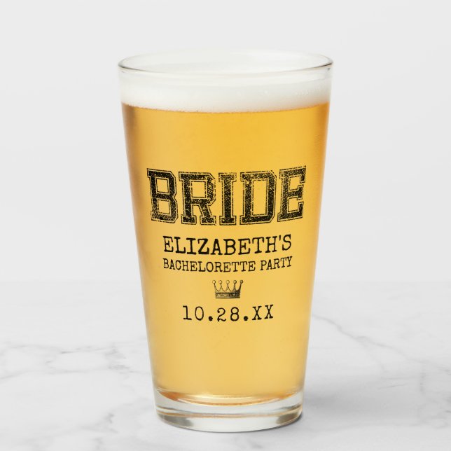 Copo De Pint Collegiate Bride Festa de solteira (Frente (Preenchido))