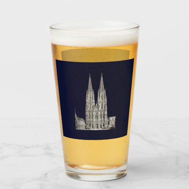 Copo De Pint Cologne Dome Cologne Köln Kölschglas (Frente (Preenchido))