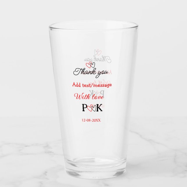 Copo De Pint Com amor adicione carta do nome do casal obrigado  (Frente)