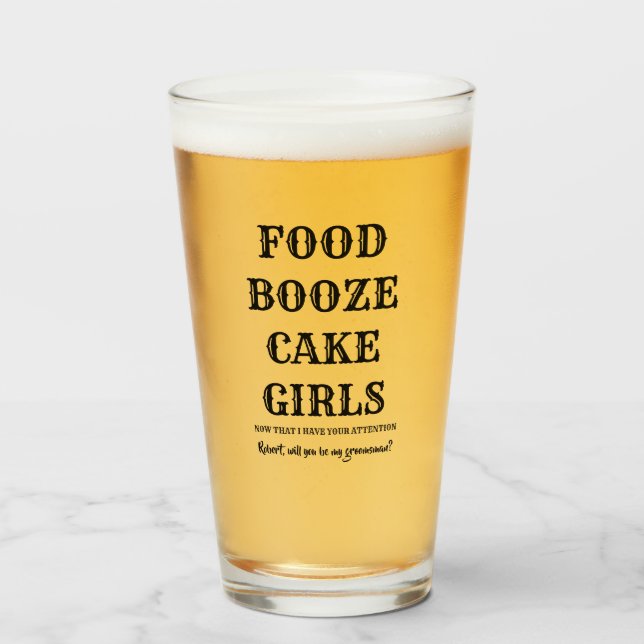 Copo De Pint Comida Booze Cake Girls - Proposta de Padrinho de  (Frente (Preenchido))