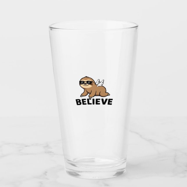 Copo De Pint Cool Flying Sloth Believe Funny Motivational Desig (Frente)
