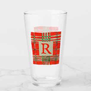Copo De Pint Copo Pint com Xadrez Vermelho Escocês + Inicial