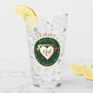 Copo De Pint Cor da Jade do 3º Aniversário de Casamento