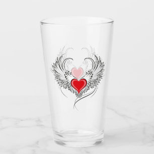 Copo De Pint Coração Anjo Vermelho com asas