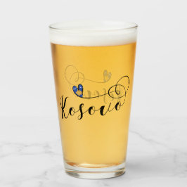 Copo De Pint Coração da bandeira de Kosovo, eu amo Kosovo,