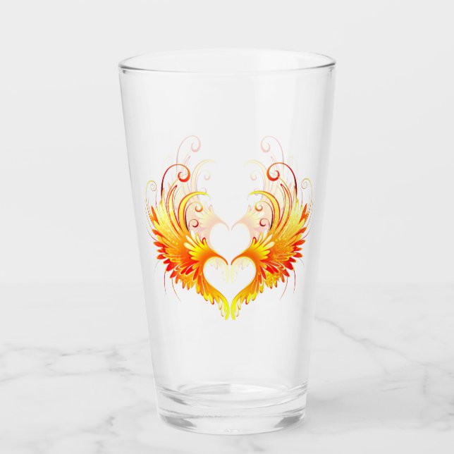 Copo De Pint Coração de Fogo Angelical com Asas (Frente)