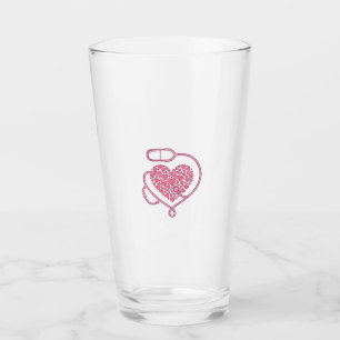Copo De Pint Coração Estetoscópio Amor Médico Desenho de Camisa