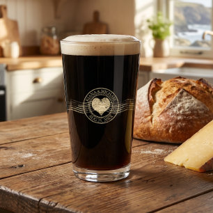 Copo De Pint Coração Romance Francês Casamento Dourado ID870