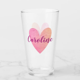 Copo De Pint Coração Rosa Personalizado