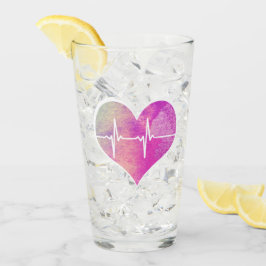 Copo De Pint Coração roxo EKG da aguarela