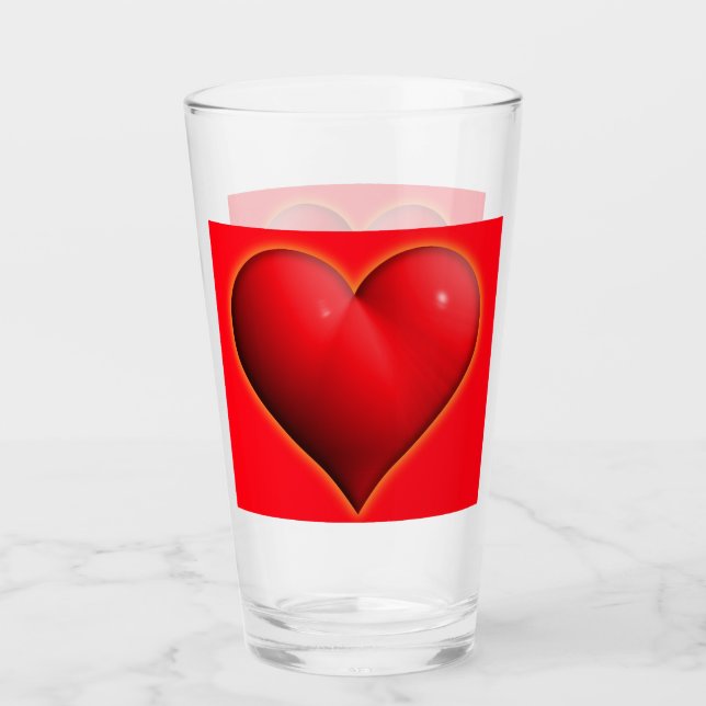 Copo De Pint Coração Vermelho 3D Brilhante (Frente)