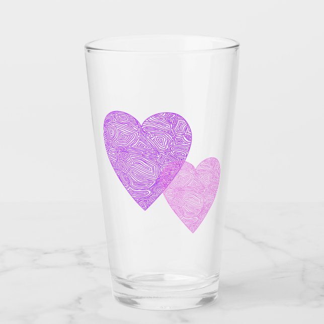 Copo De Pint Corações Rosa (Frente)