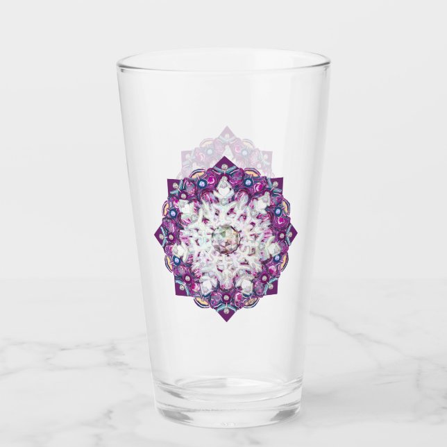 Copo De Pint Corante vermelho cardinal e floco de neve (Frente)