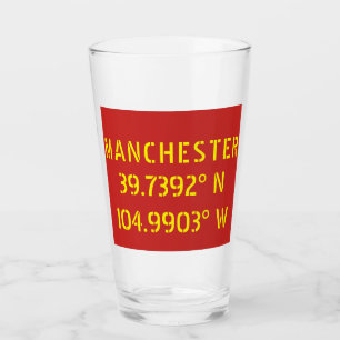 Copo De Pint Cores do Manchester FC Latitude Longitude