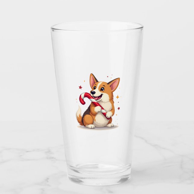 Copo De Pint Corgi Candy Cane Joy (Frente)