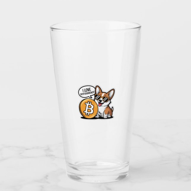 Copo De Pint Corgi Resfriado Ama Criptomoeda (Frente)