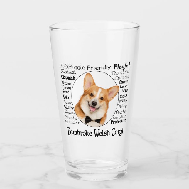Copo De Pint Corgi Traços Vidro (Frente)