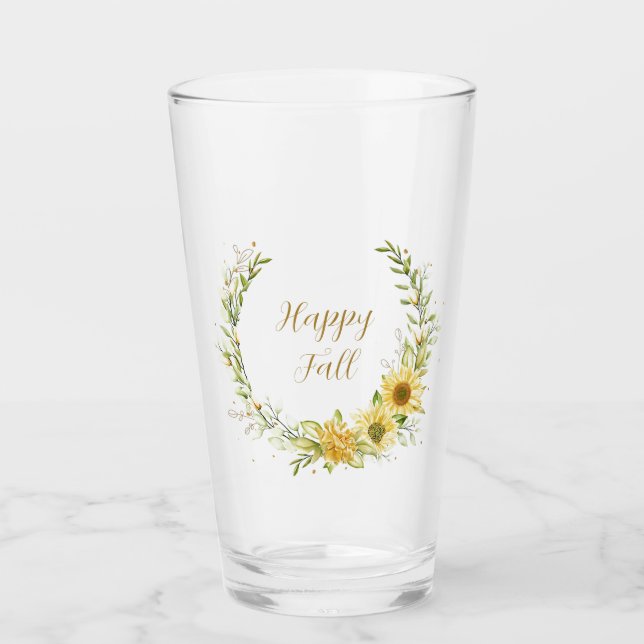 Copo De Pint Coroa de girassóis com texto personalizável  (Frente)
