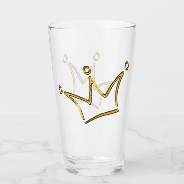 Copo De Pint Coroa Ouro engraçada - Real 1 luxo (Frente)