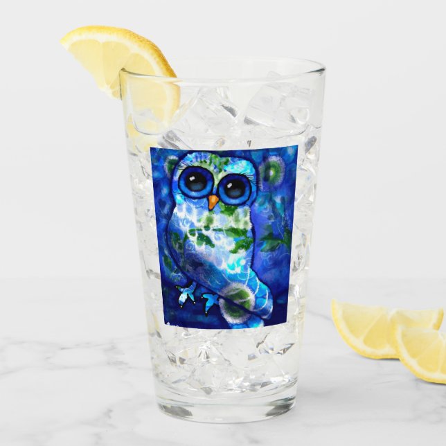 Copo De Pint Coruja-Abstrato espiralada azul-esbranquiçada (Gelo frontal)