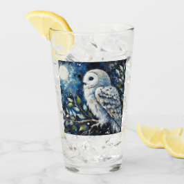 Copo De Pint Coruja Branca em Ramificação em Pintura à Lua