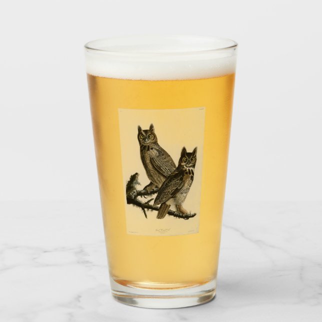 Copo De Pint Corujas excelentes (por John James Audubon) (Frente (Preenchido))