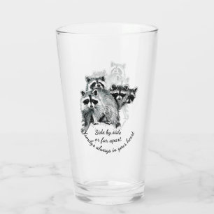 Copo De Pint Cota da família Raccoon Cote Aquarela Arte Animal