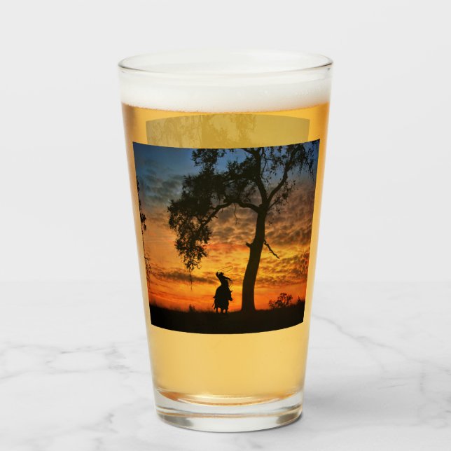 Copo De Pint Country Western Roping Cowboy (Frente (Preenchido))