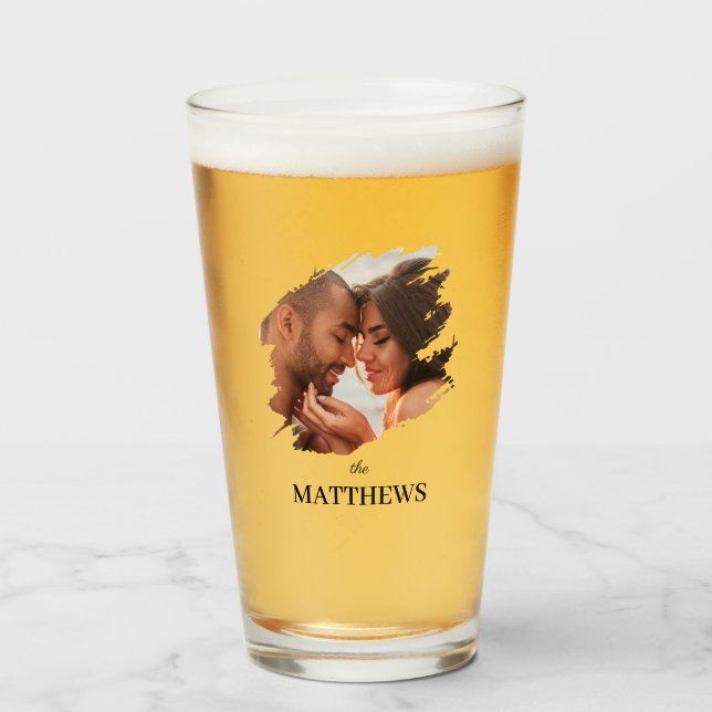 Copo De Pint Couple Newlywed Simple Modern Photo (Frente (Preenchido))