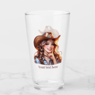 Copo De Pint Cowgirl Ocidental bonita adiciona texto