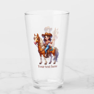 Copo De Pint Cowgirl Ocidental bonita adiciona texto