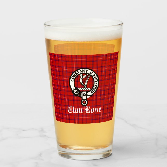 Copo De Pint Crachá Clan Rosa Crest e Tartan (Frente (Preenchido))