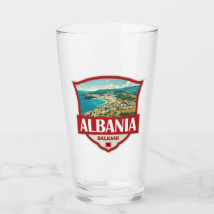 Copo De Pint Crachá Retroativo de Ilustração da Albânia
