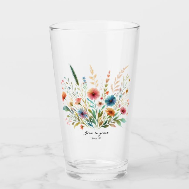 Copo De Pint Cresça em graça floral (Frente)
